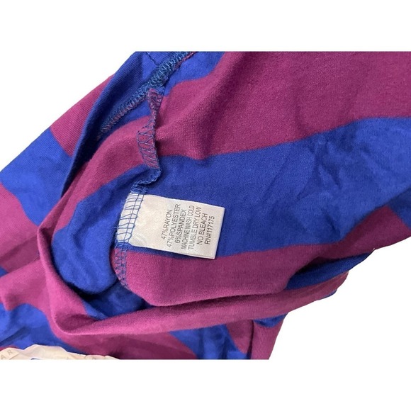 Kenar Blouse Top Women SZ M Multicolor Stripped Cold Shoulder Short Sleeve Rayon - Picture 3 of 5